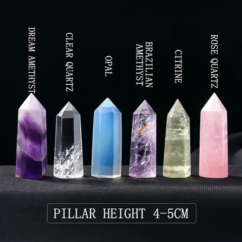 Natuurlijke Kristallen Staf Zeshoekige Kolom Amethist Rozenkwarts Helende Meditatie Steen Home Office Desktop Ornament