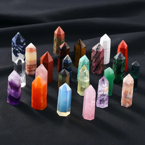 Natuurlijke Kristallen Staf Zeshoekige Kolom Amethist Rozenkwarts Helende Meditatie Steen Home Office Desktop Ornament