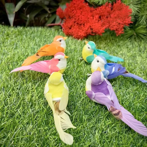 Artificial Feather Simulation Birds Garden Decoration Colorful Foam Birds With Metal Clip For Yard Patio Home Decor