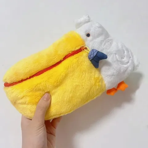 Creatieve Pelikaan Pluche Make-up Tas Cartoon Dier Opbergzak Voor Dames Zachte Toilettas Met Vis Hanger Dagelijkse Opslag