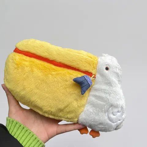 Bolsa de Maquillaje Creativa de Peluche de Pelícano Estuche de Almacenamiento de Animales para Mujer Neceser Suave Con Colgante