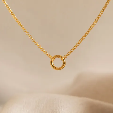 Collana con Pendente a Cerchio Geometrico in Acciaio Inossidabile Minimalista per Donna Gioielli Galvanizzati Eleganti Accessori Chic