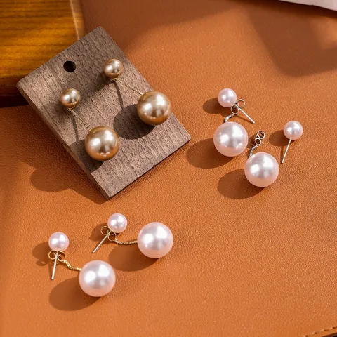 Élégantes Boucles d'Oreilles Clous Künstliche Perles Fausse Avec Tige en Argent Sterling 925 Bijoux Géométriques Zircone Or Femme