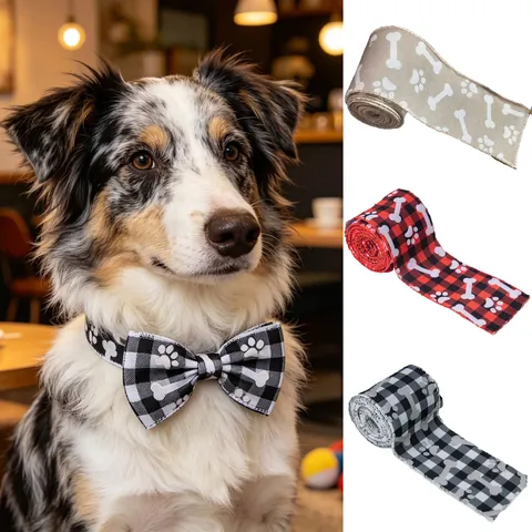 Nastro Animato Natale Buffalo Plaid Motivo Zampa Cane Osso Finta Iuta Per Confezioni Regalo Festive E Decorazione Albero Fai Da Te