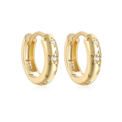 Orecchini A Cerchio Stella Argento Sterling 925 Huggie Con Zirconi Gioielli Mini Larghi Per Donna