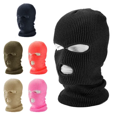Knitted Balaclava Ski Mask For Men Women Three Hole Full Face Cover Winter Warm Windproof Outdoor Cycling Sports Tactical Mask
