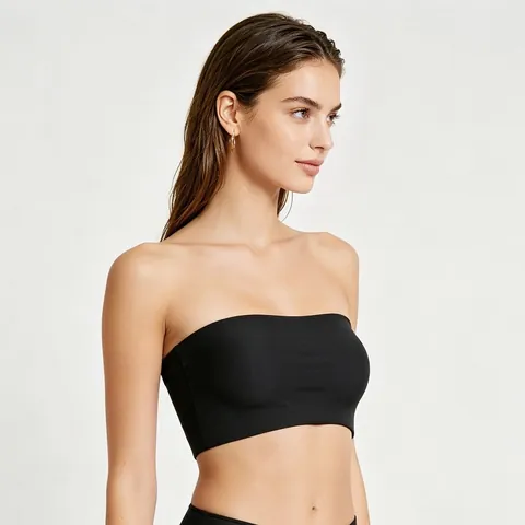 Reggiseno a Fascia Senza Spalline Senza Cuciture Donna Top a Tubo Alta Elasticità Senza Imbottiture Intimo Invisibile Nero Nudo Marrone
