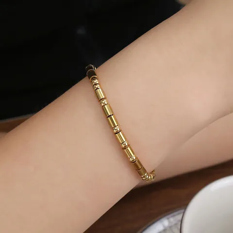 Morse Code Bracelet Stainless Steel Beaded Handmade Adjustable Minimalist Jewelry Gift For Women