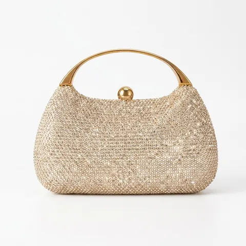 Pochette Da Sera Con Strass Borsa Da Party Luccicante Con Manico In Metallo E Catena Rimovibile Per Matrimonio Banchetto