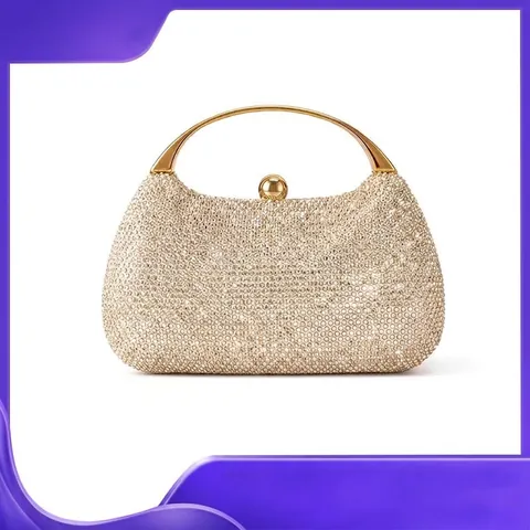 Pochette De Soirée En Strass Sac À Main Scintillant Avec Poignée En Métal Et Chaîne Amovible Pour Mariage Banquet