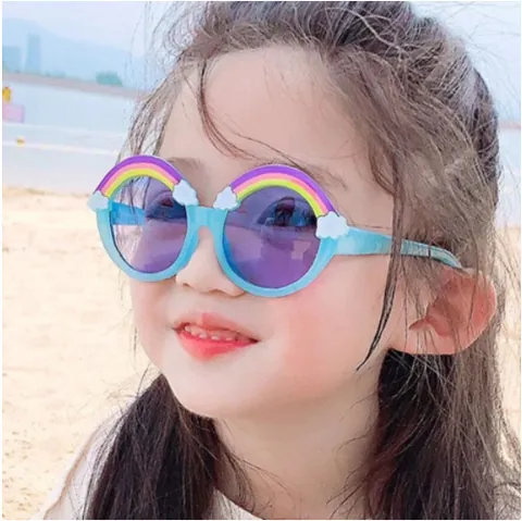 Gafas De Sol Niños Arcoíris Nube Decorativo Redondo Montura PC Lentes AC Protección Solar Exterior Moda Niños
