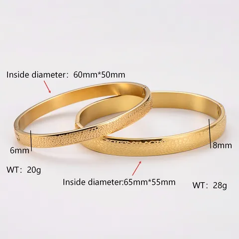 304 Stainless Steel 18K Gold Plated Hammered Spotted Bangle High-End Minimalist Personalized Trend Fashion Jewelry Hand Cuff