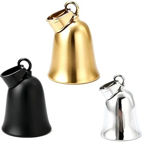 Stainless Steel Motorcycle Guardian Bell Pendant Polished Plain Surface Biker Ride Bell For Men Women Lucky Charm Pendant Jewelry Gift