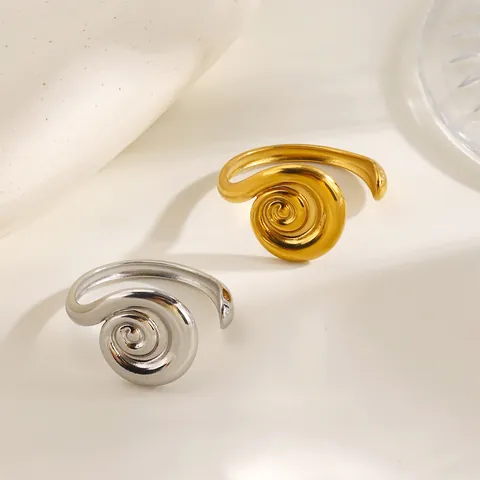 Modern Stainless Steel Spiral Threaded Rotating Texture Open Ring Fashionable Geometric Minimalist Jewelry For Women Non-fading Gift