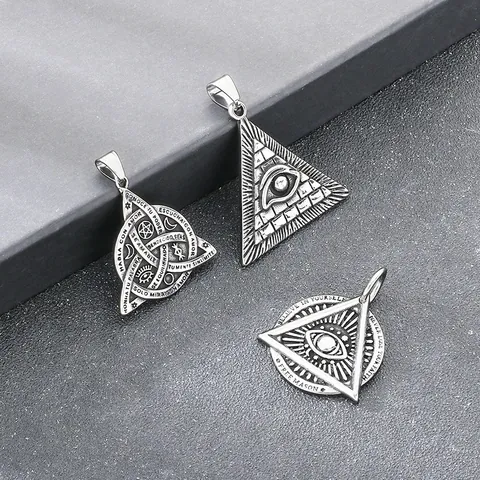 Collana Con Ciondolo Occhio Della Provvidenza Acciaio Inossidabile Uomo Occhio Onniveggente Piramide Illuminati Triangolo Vintage
