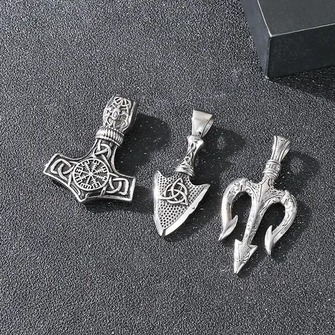 Vintage Viking Roestvrijstalen Hanger Ketting Thor Hamer Oog Van Horus Ankh Kruis Drietand Pijlpunt Voor Mannen Punk Hip Hop