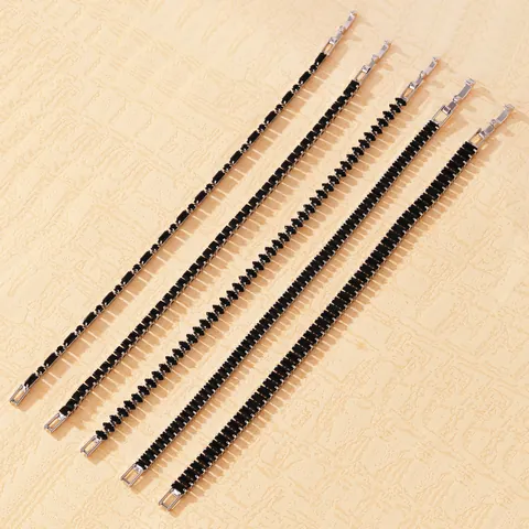 18K Echt Vergoldetes Messing Zirkonia Tennis Armband Künstlicher Obsidian Minimalistisches Krallenkette Armband Damen Schmuck