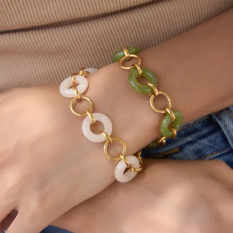 Minimalist Stainless Steel Resin Link Bracelet For Women European Fashion Light Luxury Adjustable Waterproof Hypoallergenic Jewelry