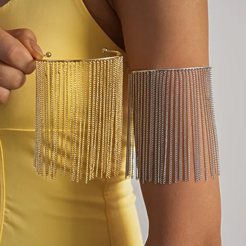 Metalen Ketting Kwastje Armmanchet Armband Voor Vrouwen Punk Stijl Open Manchet Armlet Gegalvaniseerd IJzer Kwastjes Sieraden Goud Zilver Geweerzwart