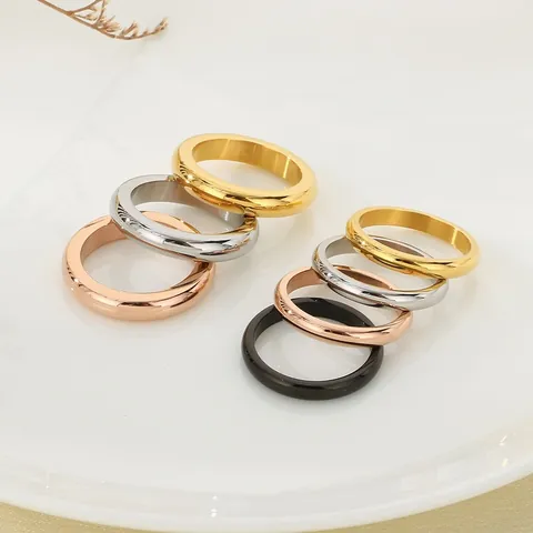 Anello a Fascia Liscia Lucida Minimalista in Acciaio Inossidabile Unisex Coppia Anelli Coordinati per Uso Quotidiano Gioielli alla Moda Regalo