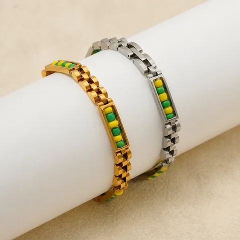 Hip Hop Roestvrij Stalen Horlogeband Schakelarmband 18K Goud Zilver Verguld Kralenketting Mode Sieraden Accessoire Voor Heren Dames