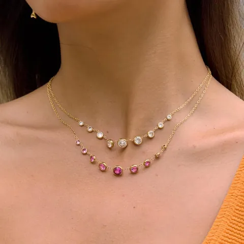 18K Vergoldeter Edelstahl Runder Zirkonia Anhänger Halskette Für Damen Vintage Leichter Luxus High Sense Modeschmuck