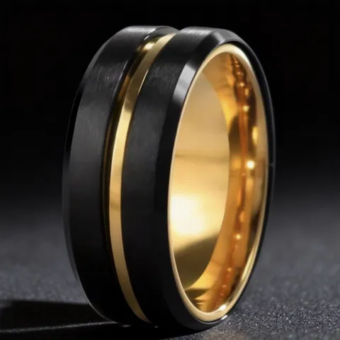 Bague Spinner En Acier Inoxydable Engrenage Chaîne Anti Stress Bijoux Rotatifs Homme Unisex Style Punk