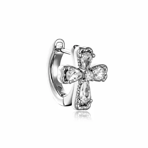 Orecchini a Cerchio Huggie a Croce di Spine di Design di Nicchia per Donna Punk Cool Strass Intarsiato Rame Placcato Argento