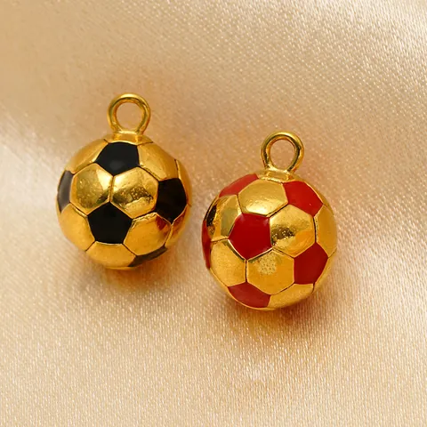 Edelstahl 18K Vergoldet Fussball Anhänger Halskette Für Damen Trendy Sport 3D Ball Schmuck Zubehör