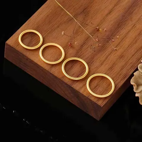 Vintage Gold Alloy Frosted Matte Band Ring For Women Men Minimalist Geometric Plain Solid Circle Traditional Style Finger Jewelry