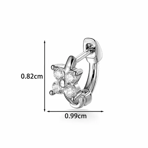 Sweet Small Copper Four-Petal Flower Stud Earrings For Women Rhinestone Inlaid Fashion Jewelry Ear Piercing Accessories Flower Earrings
