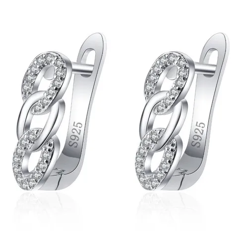 Cubic Zirconia Ketting Huggie Hoop Oorbellen Met en Oorknopje Elegante Trendy Sieraden Voor Dames