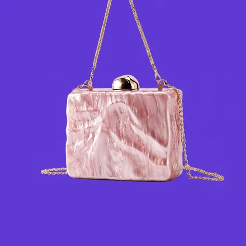 Acrylic Marble Pattern Evening Clutch Bag With Metal Ball Clasp And Detachable Chain Strap For Women Wedding Party Luxury