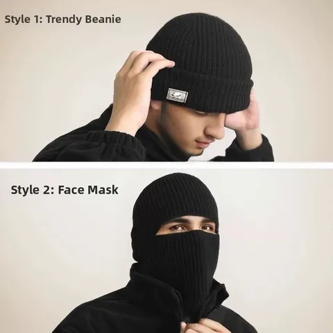 Heren Winter Verdikte Warme Gebreide Balaclava Gezichtsmasker Winddicht Buiten Fietsen Skiën Mutsen