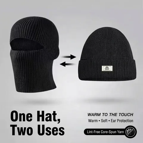 Balaclava Hat Knitted Dual-Use Beanie Mask Windproof Thermal Winter Outdoor Cycling For Men Women Unisex