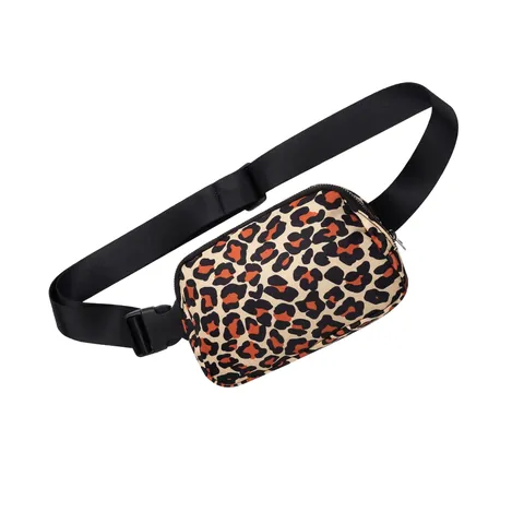 Waterproof Nylon Fanny Pack Crossbody Waist Bag For Outdoor Sport Travel Leopard Cow Marble Print Casual Lightweight