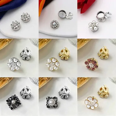 Spille A Fiore Con Strass Lega Clip Su Bottoni Camicia Per Donna Rimovibile Anti Esposizione Gioielli Eleganti