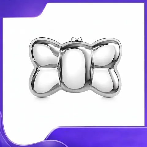 Metallic Mirror Finish Bow Shape Evening Clutch Bag Acrylic Hard Shell Formal Party Handbag For Women