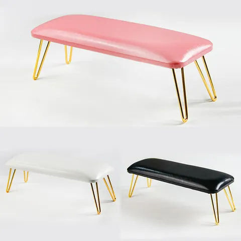 Manicure Hand Rest Cushion PU Leather Arm Rest Stand Professional Metal Legs For Nail Salon Ergonomic Support Tool