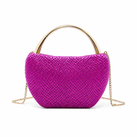 Borsa Da Sera Da Donna Motivo Pelle Di Serpente Manico In Metallo Dorato Tracolla A Catena Pochette Matrimonio Festa