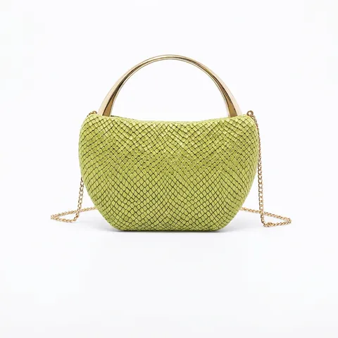 Borsa Da Sera Da Donna Motivo Pelle Di Serpente Manico In Metallo Dorato Tracolla A Catena Pochette Matrimonio Festa