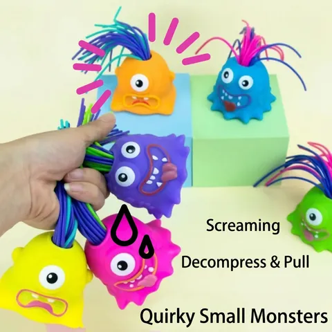 Jouet De Décompression Petit Monstre Criant Tirer Les Cheveux Effet Sonore Jouet Sensoriel Pour Enfants Adultes Caoutchouc Coloré Nouveauté