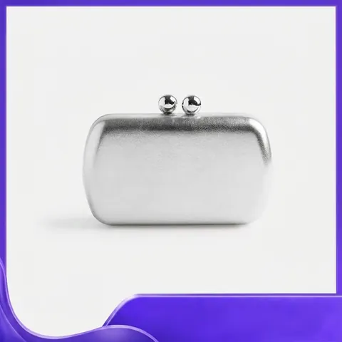 Dames Avondtas Clutch PU Leer Metaaltextuur Dubbele Bal Sluiting Ketting Schoudertas Voor Bruiloft Banquet Feest