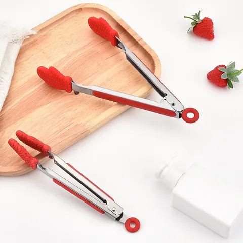 Pinze per Alimenti in Silicone di Natale Acciaio Inossidabile 430 Forma di Omino di Pan di Zenzero Albero Resistente al Calore
