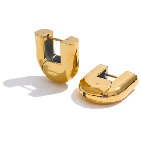U-Förmige Creolen Edelstahl PVD Vergoldet Geometrisch Minimalistisch Modeschmuck Für Frauen