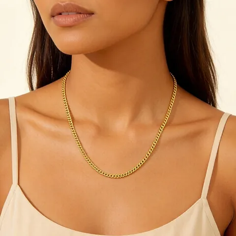 Collana A Catena Curb Acciaio Inossidabile Placcato Oro 18K Gioielli Minimalisti Per Uomo Donna Regolabile