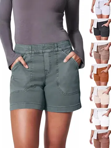 Women's Vintage Slim Stretch Denim Shorts Solid Color Casual High Waist Jean Shorts With Pockets Summer Fashion Short Pants
