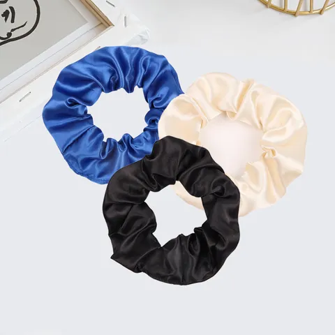 Coleteros de Satén de Color Sólido Alta Elasticidad Plisados Grandes Gomas para el Pelo Elegantes para Mujer Accesorios Diarios