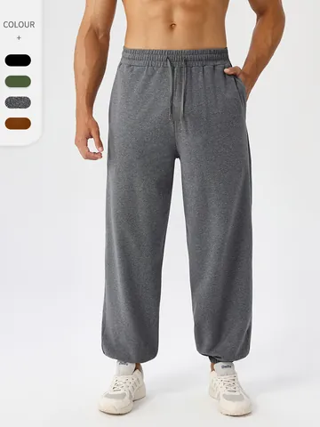 Men's Loose Yoga Jogger Pants Breathable Rayon Spandex Sweatpants Running Fitness Training Trousers With Drawstring Pockets