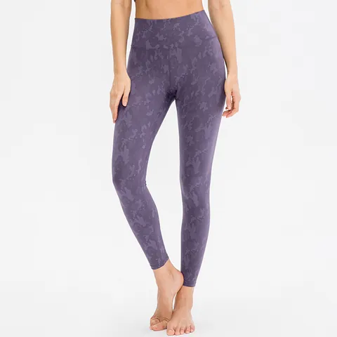 Damen Camouflage Jacquard Yoga Hose Hohe Taille Hüftstraffung Sport Leggings Nylon Elasthan Nahtlose Enge Fitness Fitnessstudio Bottom